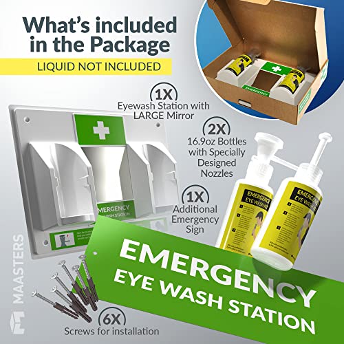 Maasters estação de lavagem ocular portátil OSHA aprovada - kit de lavagem ocular de primeiros socorros montados na parede