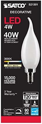 SATCO S21301/06 LED LED E12 LUZBLS E12, 3000K, 15000 horas Classificação, Dimmable, 6 pacote