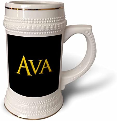 Nome da mulher popular da 3drose Ava na América. Presente amarelo em preto - caneca de 22 onças