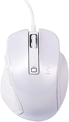 ナカバヤシ Digio2 Z7511 Mouse com fio de forma final, 5 botões, LED azul, pequeno, branco
