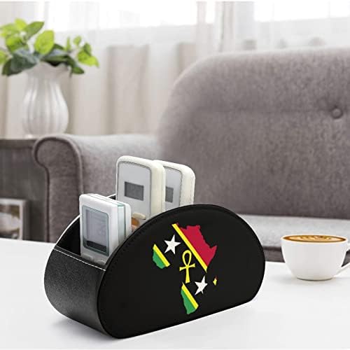 Mapa africano Ankh Saint Kitts e Nevis Flag PU Couro Remote Controls Caixa de armazenamento de desktop do suporte para 5 compartimentos