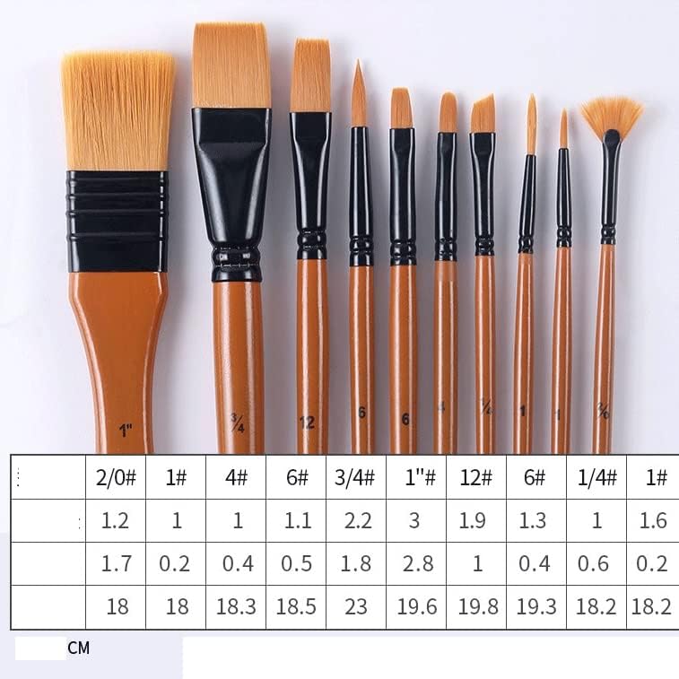 SXDS Brinche Brush Conjunto de 10 peças de arte de caneta em aquarela especial pincel de pincel de nylon conjunto de pincel de pincel