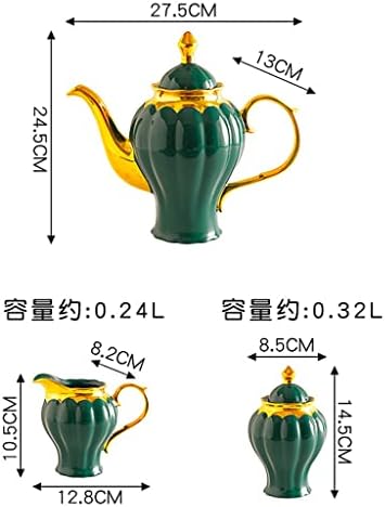 Zlxdp verde o osso embutido de ouro China Conjunto de chá de café Cerâmica Pote de café Tule de café Copo de chá europeu
