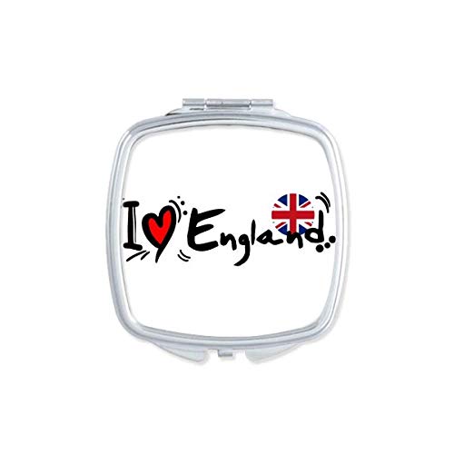 I Love England World Flag Heart espelho portátil compacto maquiagem de bolso de dupla face de vidro