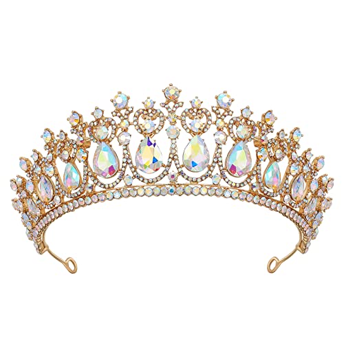 Aw Crown Bridal Gold for Women, coroa de princesa da rainha multicolorida