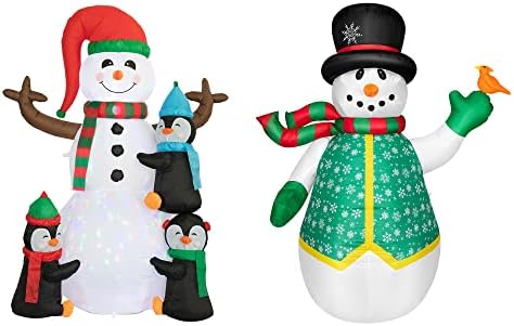 VIVOHOME LED LED LED RELECIDO DE 6 pés de altura, boneco de neve inflável e pinguins e boneco de neve inflável com lenço de