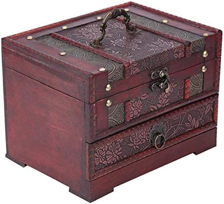 Heeqing AE205 1pc Caixa de cosméticos vintage Caixa de madeira clássica Jóias de madeira Caixa de caixa de caixa