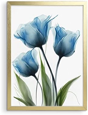 GXOBOCX BAINS Decoração de flor Tela da parede Arte de parede graciosa tulipa azul imagem de parede botânica Arte da
