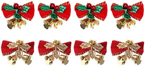 10pcs Bowknot Bell decors Ornamentos de coroa de Natal de Natal Mandes de decoração de árvore de Natal para as decorações de Natal