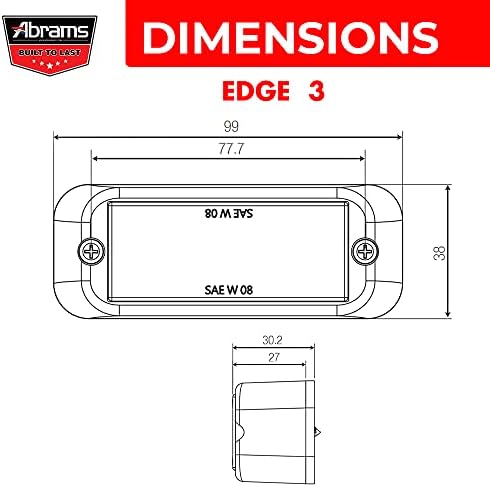 Abrams SAE Classe 1 Edge 3 Série [RED] 9W - 3 Voluntário de LED Voluntário POV POV Caminhão LED LED Gril