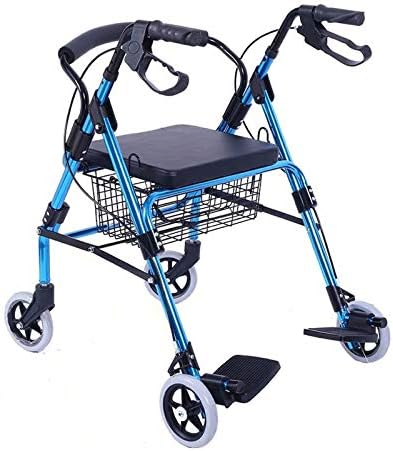 Ajuda dobrável para mobilidade para caminhada, caminhante, rolador, carrinho de compras com assento e freio de mão e apoio