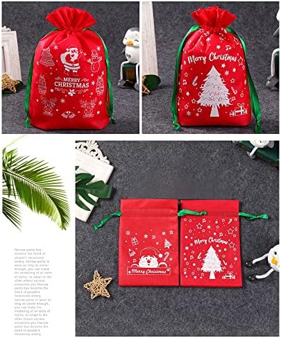 Happylili Small Gift Sacos de Natal com Candy Goodie Candy Apresenta Bolsas de Presente de Christmas Mini Bolsa Reutilizável