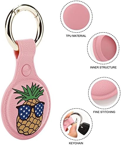 American Flag Pineapple Protective Case Compatível para Airtag Anti-Perd Locator Solter com anel-chave para carteira colarinho de