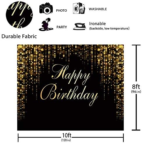 Funnytree 118 x 95 FELIZA ANIVERSÁRIO FELIZAÇÃO DE FELIZAÇÃO BELA BLACK E GOLT GLITTER BOKEH PONTOS DE LEXIN