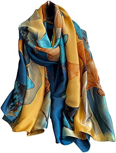 Nuweerir feminino grande cachecol de seda de seda longa cetim lenço cetim designer de lenço de lenço leve