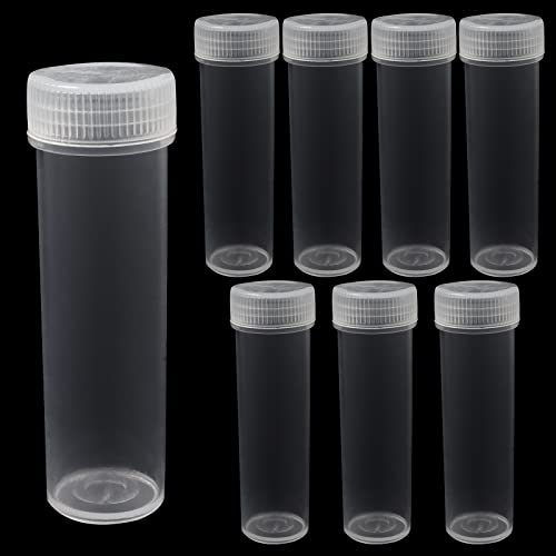POPOKK 50 PCS 7 ml frascos de plástico com tampas de amostra de amostra de contêiner de contêiner de armazenamento de frasco com tampa para itens pequenos