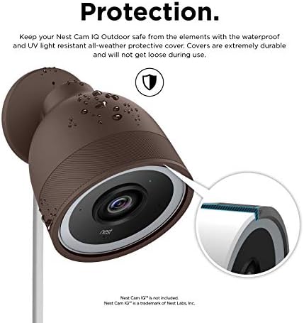 ELAGO Google Nest Cam IQ Tampa da câmera de segurança ao ar livre - LED infravermelho visível, furos para microfone/alto -falante, camuflagem, instalação fácil, pele protetora para qualquer clima, ventilação