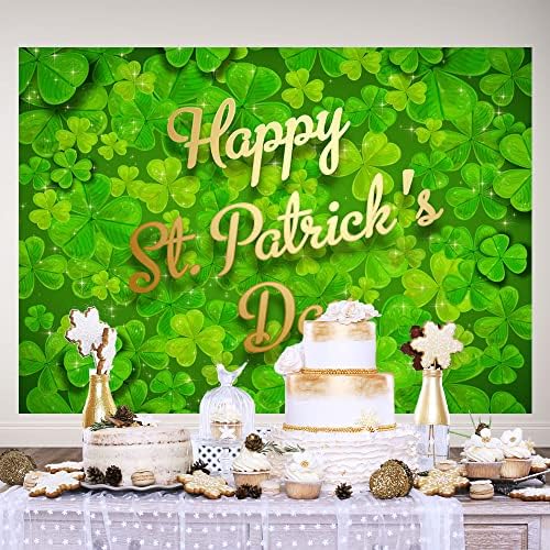 Ticuenicoa 7 × 5ft feliz St. Patrick's Day Backdrop Gold Green Clover Lucky irlandês