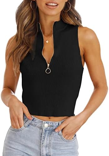 IMILY BELA WOMENS SUMPLE SUMPRIM ZIPPER CROP Tops saindo de suéter Moda sexy y2k camisas sem mangas