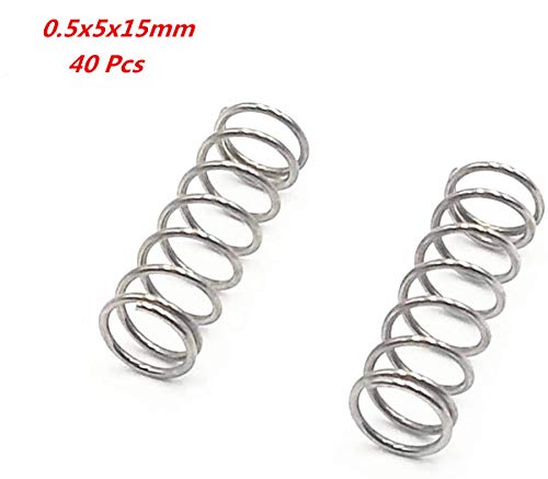 XJS Aço inoxidável compressão Springs Silver Tom 0,5x5x15mm 40 PCs