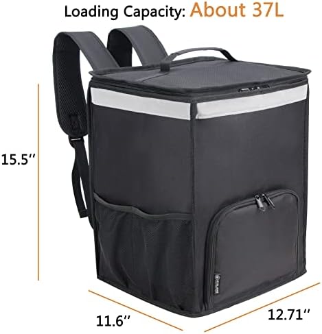 Kislane 37L Backpack de entrega de alimentos isolada, 12,71''x11.6''x15.5 '' Backpack de entrega de alimentos com porta -copos,