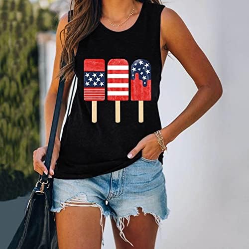 Camisas patrióticas para mulheres 4º de julho Tanques sem mangas Tampo senhoras American Flag Impresso Camise