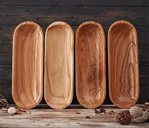 Tigelas de massa de madeira naturais para decoração, longa fazenda oval esculpida na cozinha de cozinha tigela de massa de madeira,