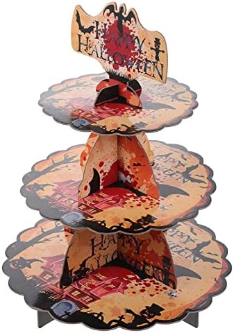 Aboofan 3pcs 3- Cupcake Halloween Cupcake Halloween Cupcake Tower Halloween Cupcake Decoração de decoração Happy Halloween