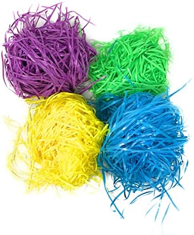 Grass de preenchimento de cesta de Páscoa em massa - 2 libras de plástico colorido de caça a ovos de Páscoa