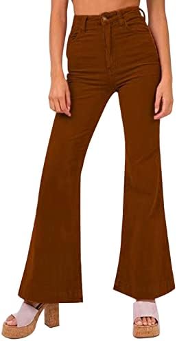 Miashui plus size calças de cintura alta para mulheres calças de cortesão de cor de veludo de cor sólida