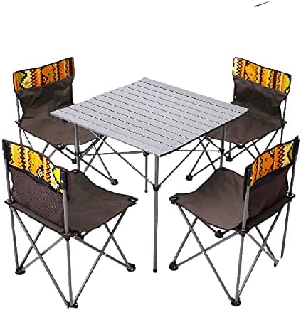 NC Mesa dobrável de estilo de família ao ar livre e combinação de cadeira de cinco peças portátil de churrasco portátil suno de camuflagem