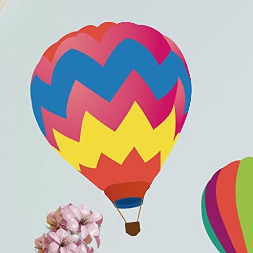 Adesivos de parede de tecido - decalques de parede de balões de ar quente com arco -íris e nuvens para crianças, adesivos para meninos
