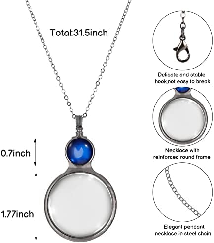 Colar de lupa, lupa de 10x, lupa vintage de jóias de jóias de jóias de leitura para livros hobbies de jóias de artesanato