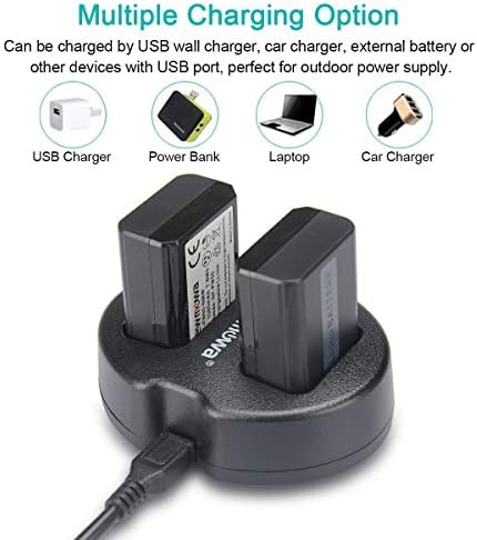 Carregador USB duplo NewMowa para Sony NP-FW50 e ZV-E10 ALPHA A3000, ALPHA A5000, ALPHA A6000, A6300, ALPHA 7, A7,