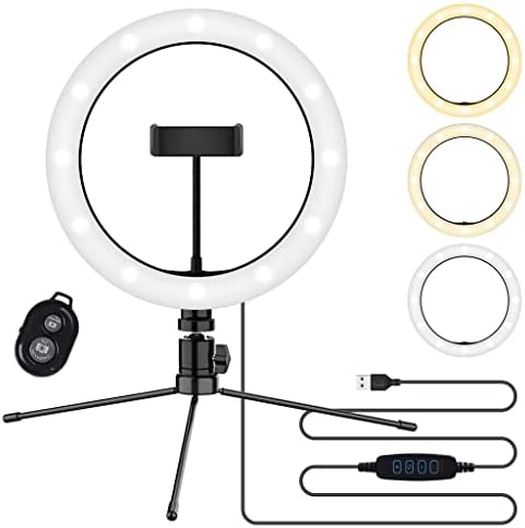 Bright selfie Ring Tri-Color Light Compatível com seu LG D300 10 polegadas com remoto para transmissão ao vivo/maquiagem/youtube/tiktok/vídeo/filmagem