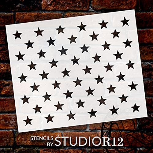American Flag 50 Star Starncil por Studior12 | Modelo reutilizável | Use para artes, artesanato, decoração de bricolage