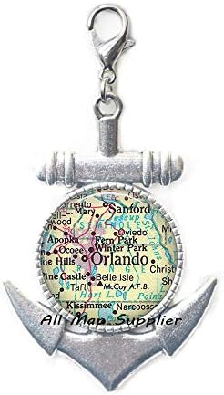 AllMapsupplier Anchor Zipper Pull, Orlando, Florida Map Lobster Flop, Orlando Map Anchor Zipper Pull, Orlando Map Lobster