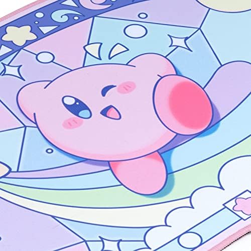 Belugadesign Kirby Desk Pad | Kawaii Cute Anime Teclado PC PC Laptop Mat | Grandes aliados de super esmagamento esquecidos terrenos grandes Mat Mousepad | Pastel Pink Blue Desk Blotter Protector
