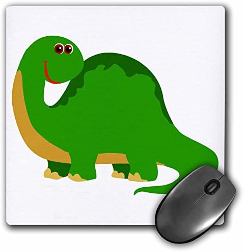 3drose LLC 8 x 8 x 0,25 polegadas Mouse blide, Cute Green Brontosaurus Green Dino Dinoousur Cartoon