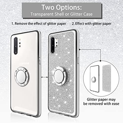 Easyscen Case for Samsung Galaxy Note 10 Plus, Glitter Clear Glitter Soft TPU Tampa de pára-choques protetores à prova