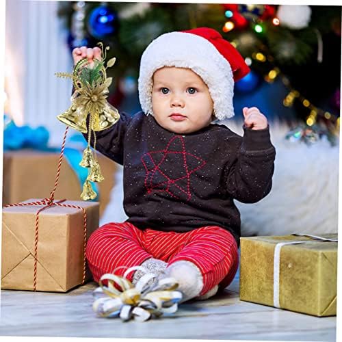 Nuobesty 3pcs Janela de compras e home showcase bow glitter larnamento de natal decors dourados para decoração sino pequeno árvore
