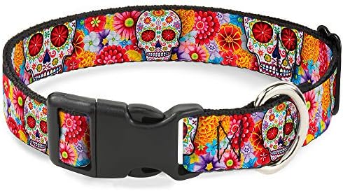 Colar de clipe de plástico de fivela - açúcar Skull Starburst White/Multi Color - 1/2 de largura - Caixa de 6-9 - Pequeno