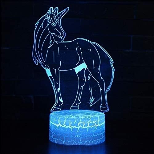 SZG 3D Decoração de cavalo em casa Lâmpada de mesa do tema 4 tocando led noturno de luz caseira casa arco -íris lampen