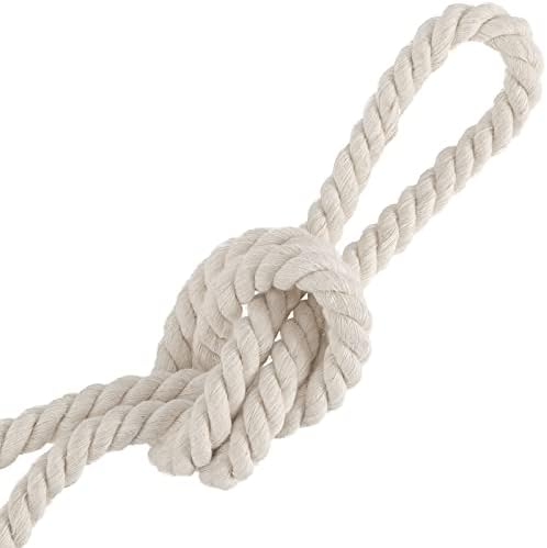 Sheutsan 1/2 polegada x 164 pés de algodão natural torcido, corda forte de 3 fios para cabo esportivo de guerra, artesanato, cabides de parede, varal, grades, rede, camping, decoração de casamento