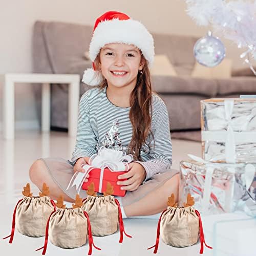 Sacos de pano 10pcs | Sacos de cordão de Natal reutilizáveis ​​para presentes | Sacos de presente de veludo para presentes