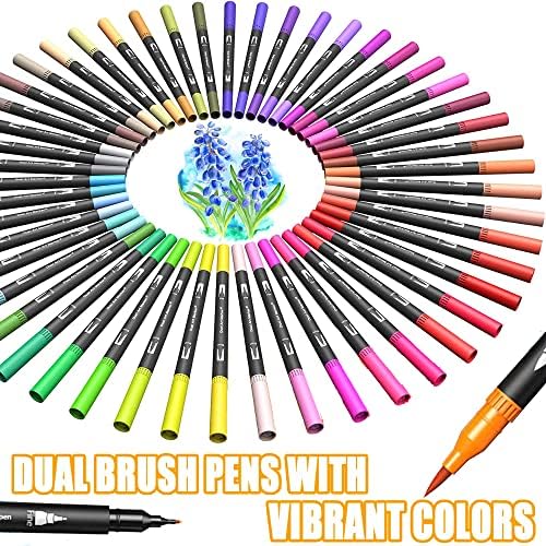 Caneta de pincel de ponta dupla, 120 marcadores de ponta dupla coloridos canetas de caligrafia, marcadores de ponta