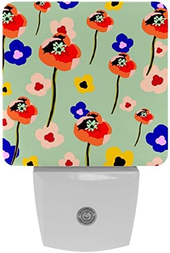 Rodailycay sensor de luz leve Floral Floral, 2 pacotes Night Lights Conecte-se na parede, luz noturna de LED branco quente para