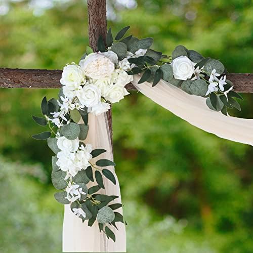 JPSor 2pcs Flores de arco de casamento artificial para cerimônia, Fake Rose Garland Flower Swags para Decoração de Recepção de Arranjo Floral