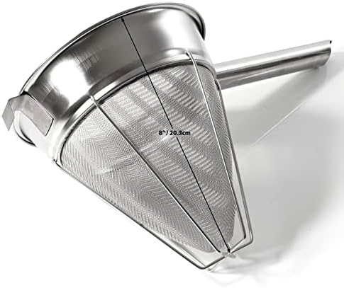 Pinkieclink Bouillon Filtro - Aço inoxidável Malha fina de metal chinois, separador de cone, peneira de candidatura de cozinha