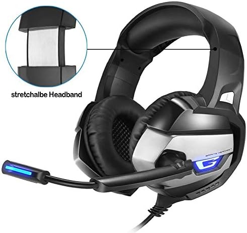 Fone de ouvido K5 Gaming com microfone para os jogadores de estéreo Xbox One Gamers LED fones de ouvido para jogos de 3,5 mm